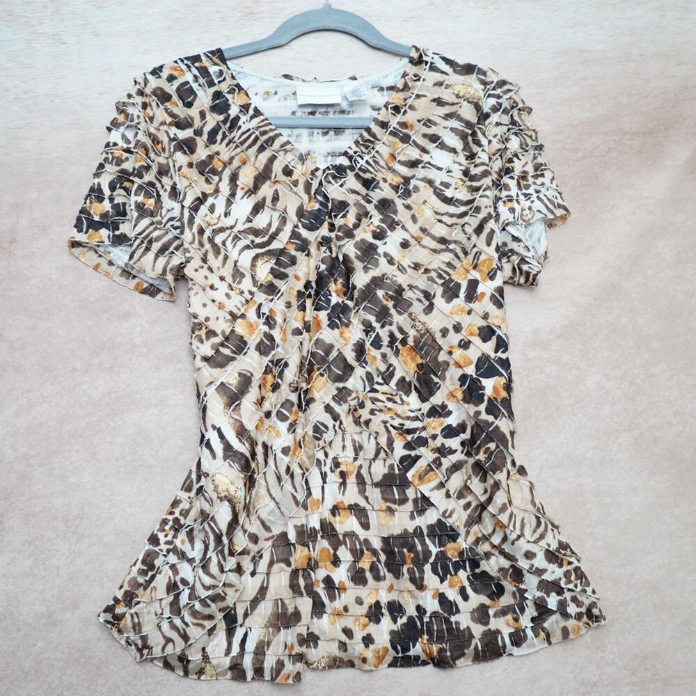 Alfred Dunner Animal Print Textured Top Small